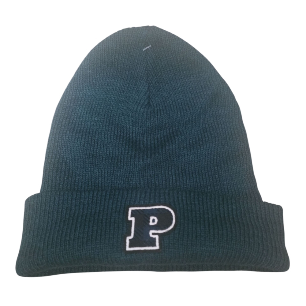 Pink Dark Green Beanie with P Logo